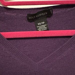 Holt Renfrew Purple V-Neck Cashmere Sweater
